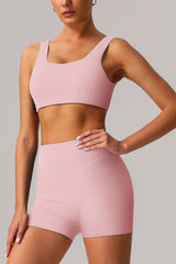 U-shaped back sports bra + classic sports shorts 2-piece set
