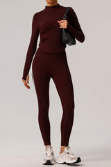 Zip up track jacket & yoga leggings 2-piece set