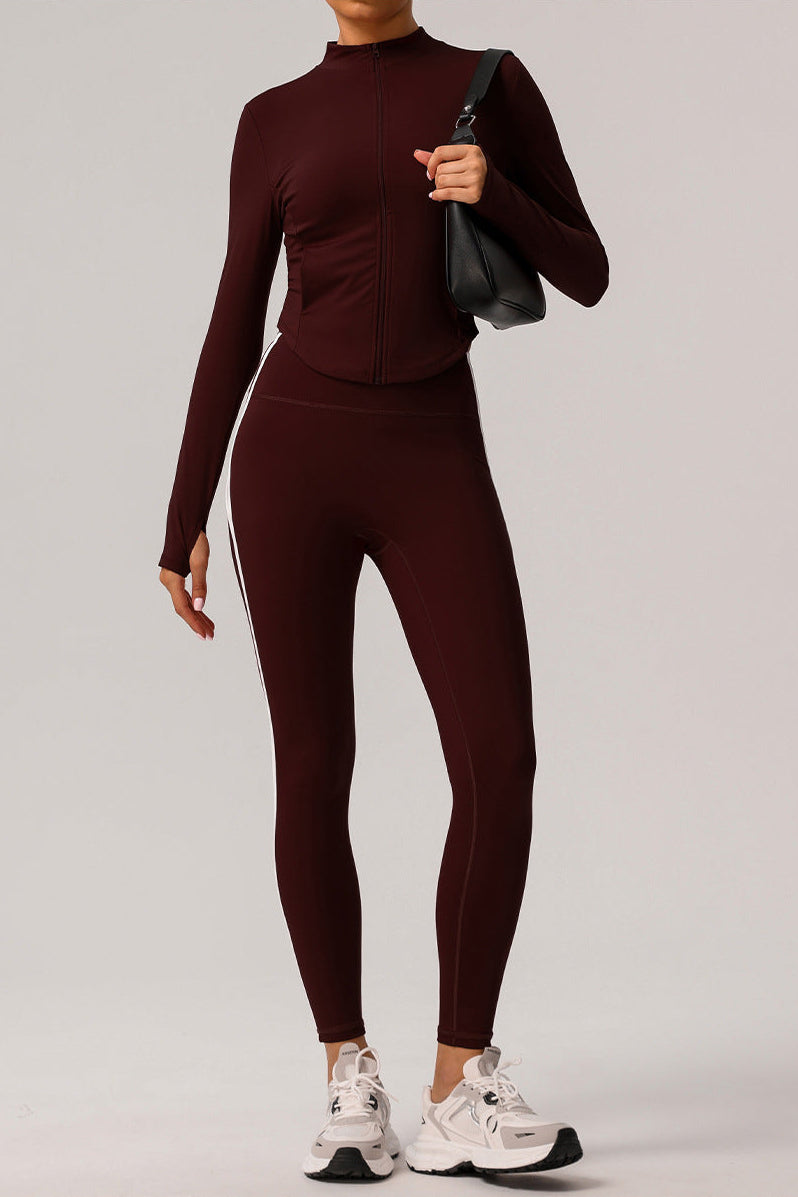 Zip up track jacket & yoga leggings 2-piece set