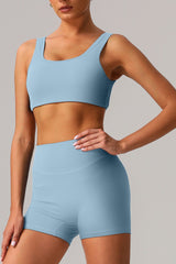 U-shaped back sports bra + classic sports shorts 2-piece set