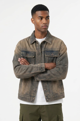 Men's Retro Dirty Wash Wasteland Style Denim Jacket