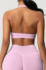 Women Halter Neck Seamless Yoga Sports Bra - Breathable Support Top