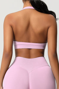 Women Halter Neck Seamless Yoga Sports Bra - Breathable Support Top