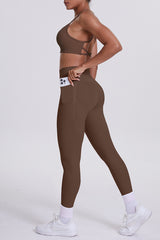 Women High-Waisted Pocket Yoga Set: Seamless Sports Bra + Sculpting Leggings