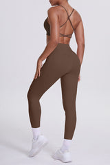 Women High-Waisted Pocket Yoga Set: Seamless Sports Bra + Sculpting Leggings