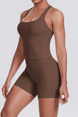 Women Naked-Feel Yoga Set: High-Waisted Sculpting Shorts + Cross-Back Sports Bra