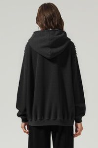 Men/Women Vintage Snow Wash Ripped Loose Hoodie