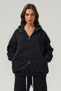 Men/Women High-Street Fleece-Lined Double-Zip Lock-Stitch Hoodie