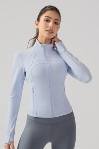 Women Ribbed Zip-Up High-Stretch Quick-Dry Fitness Jacket