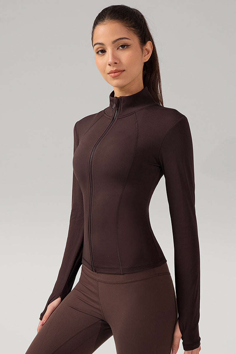 Women Stand-Collar Slim-Fit Quick-Dry Yoga Jacket