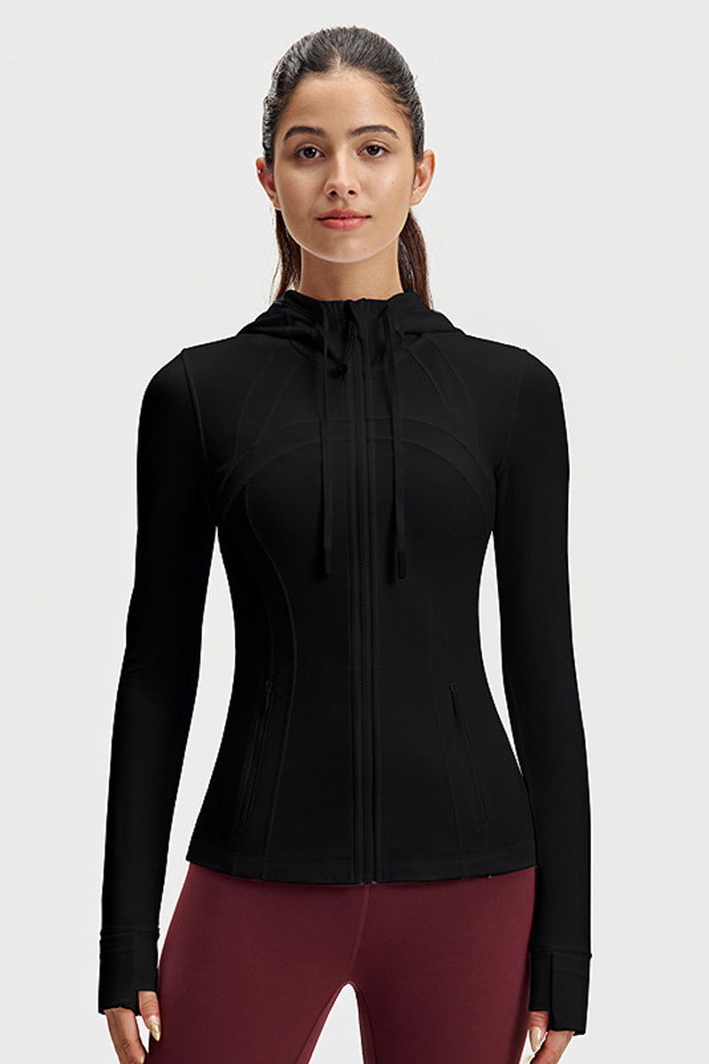 Women Slim-Fit Quick-Dry Hooded Yoga Jacket