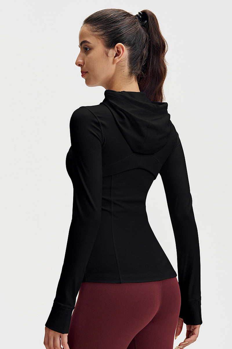 Women Slim-Fit Quick-Dry Hooded Yoga Jacket