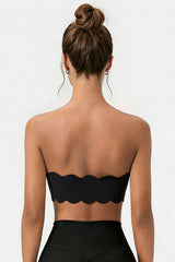 Women's Sport Non-Slip Scalloped Edge Strapless Bandeau Bra