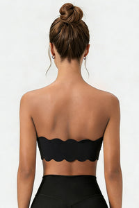 Women's Sport Non-Slip Scalloped Edge Strapless Bandeau Bra