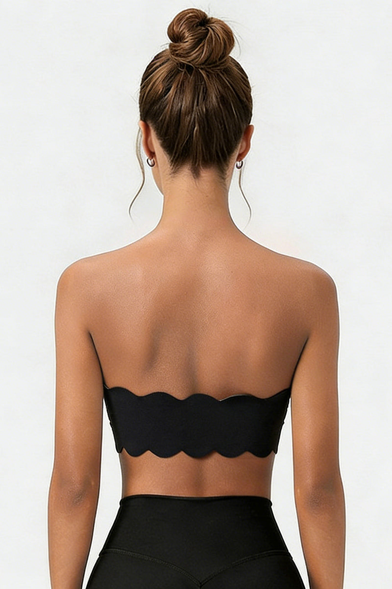 Women's Sport Non-Slip Scalloped Edge Strapless Bandeau Bra