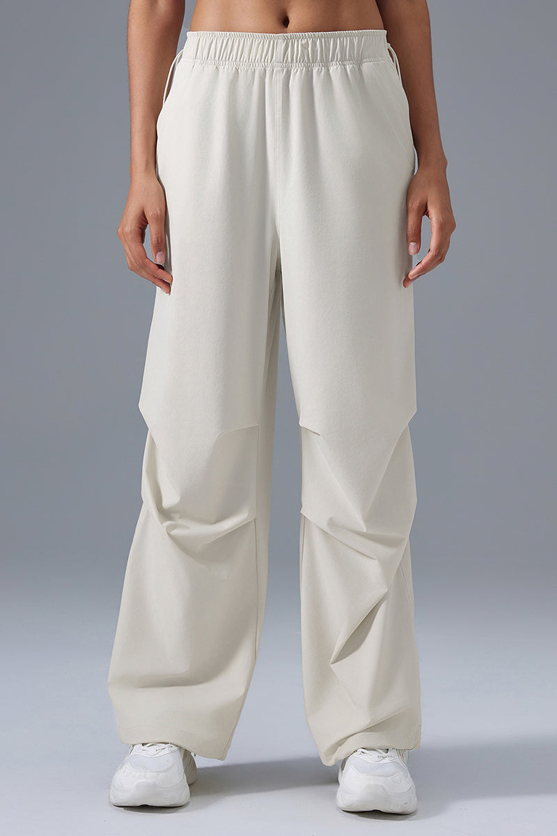Women Loose Straight Leg Casual Drawstring Jogger Workout Parachute Pants