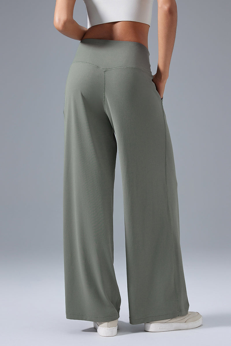 Women High-Waist Wide-Leg Quick-Dry Breathable Yoga Running Pants