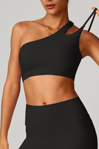 Women Asymmetric Strap Back-Cutout Yoga Sports Bra