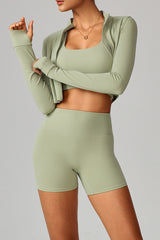 Women Zippered Slim Fit Running Yoga Long Sleeve Jacket