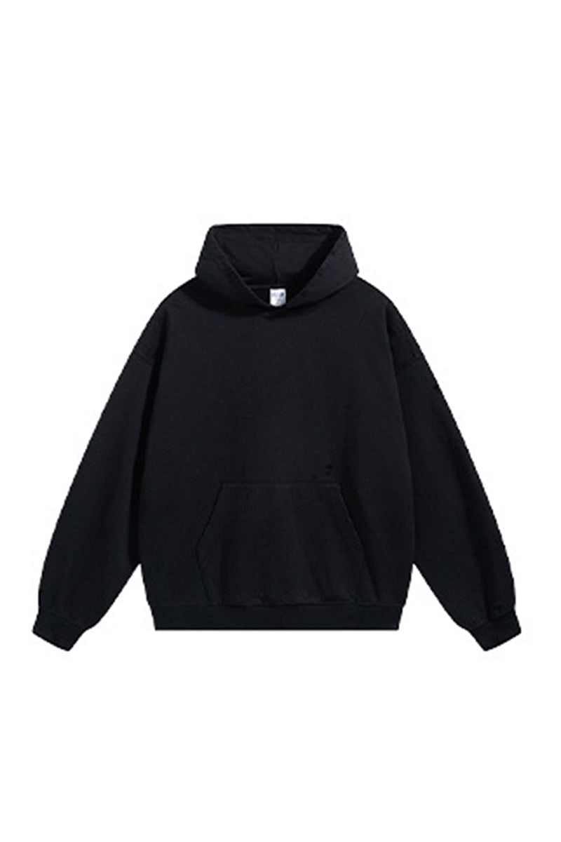 Men/Women Heavyweight Terry Ripped Sleeve Zip Hoodie