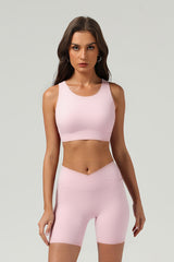 Women's Athletic Set:Cross Back Bra And Cross Waist Shorts