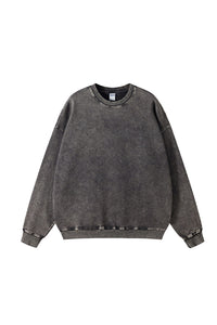 Unisex Heavyweight Terry Crewneck Sweatshirt: Wax Dye Wash Vintage Retro Design