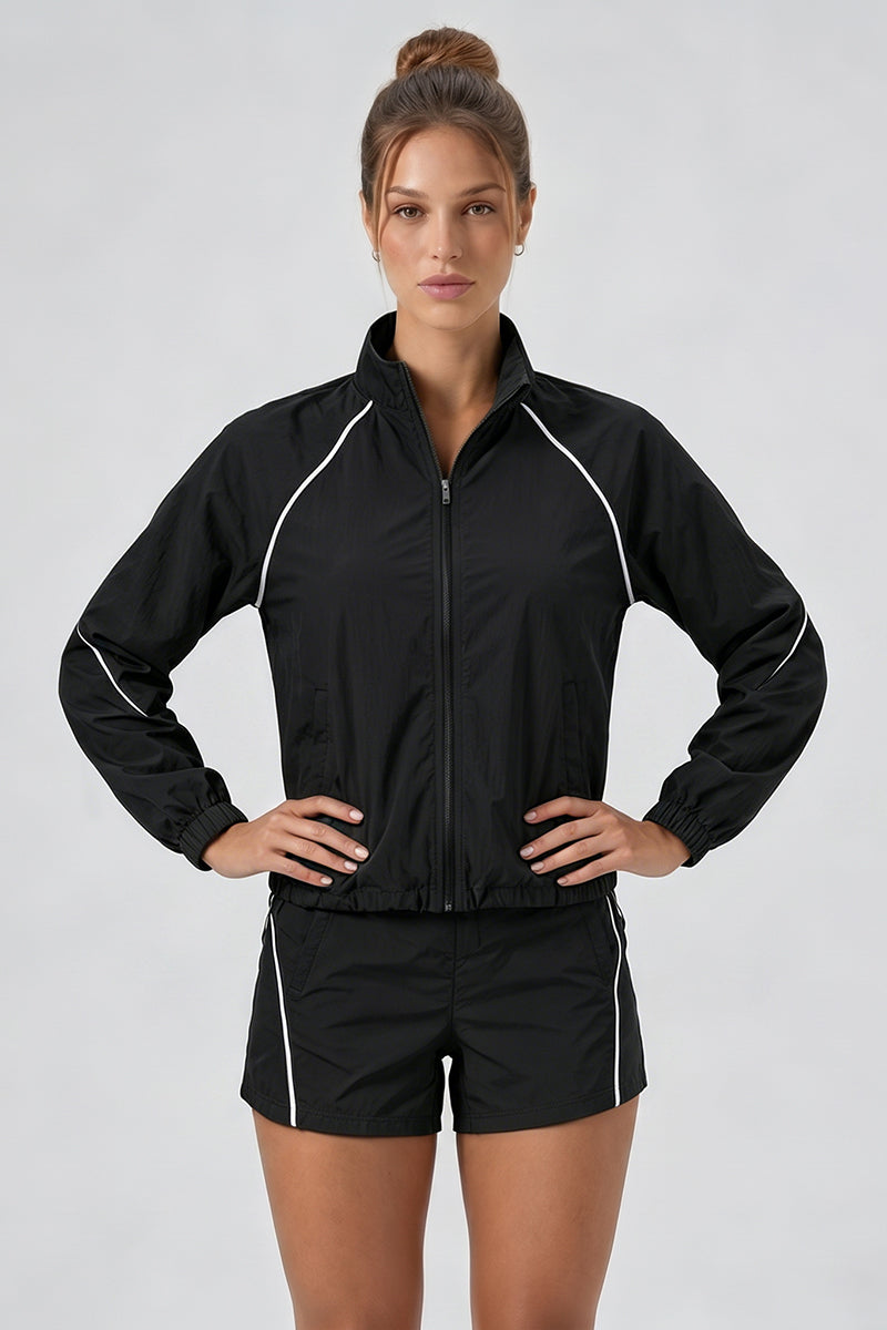 Women's Outdoor Color-Matched Casual Jacket And Shorts Sets