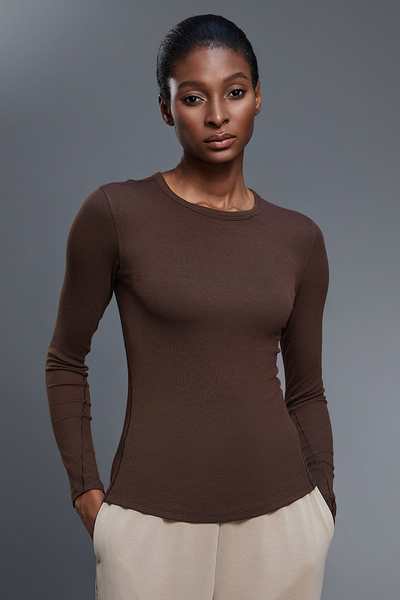 Women Slim-Fit Modal Comfort Yoga Long Sleeve Workout Top