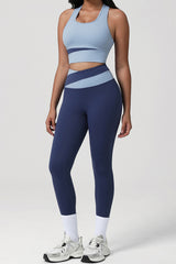 Women Color Block Yoga Bra & Leggings Set
