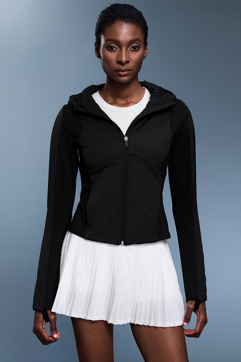 Women Slim-Fit Fleece-Lined Lightweight Hooded Jacket