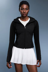 Women Slim-Fit Fleece-Lined Lightweight Hooded Jacket