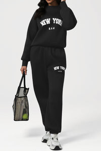 Women Letter Print Sweatshirt & Pants Set