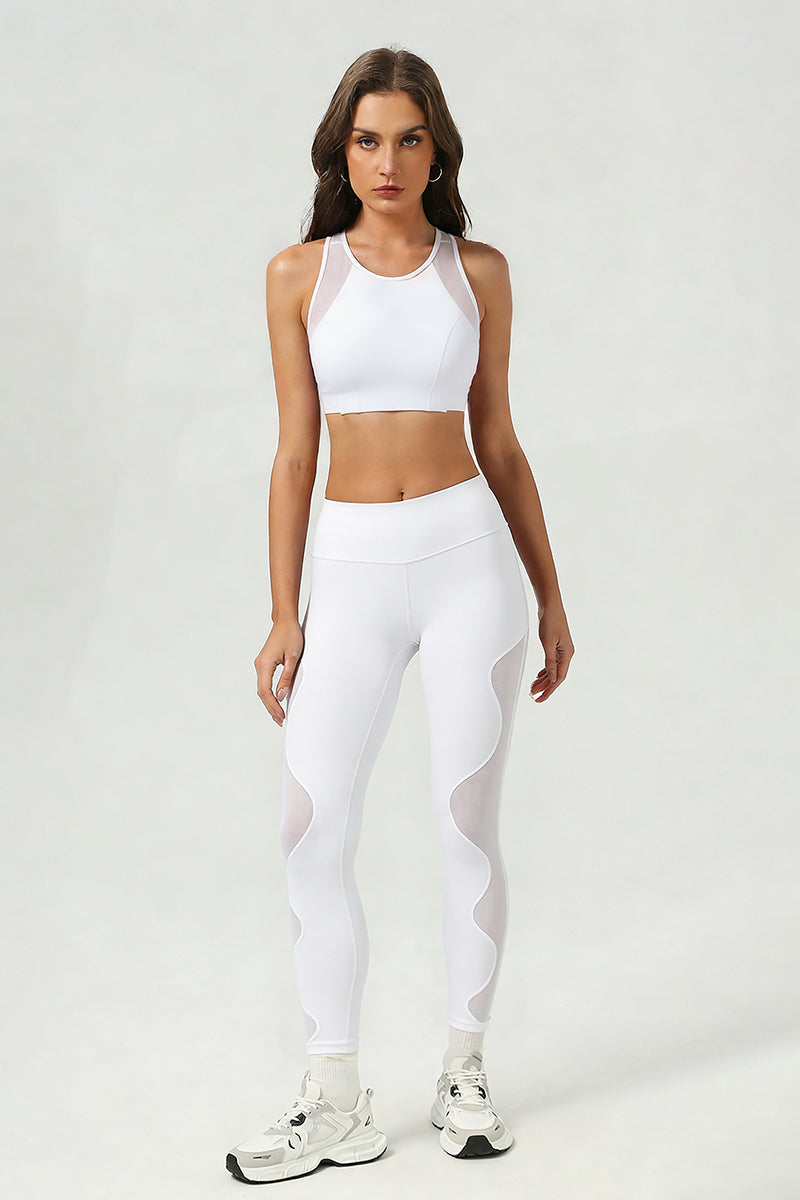 Women's Mesh-Paneled Set:Bra And High Waist Leggings