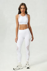 Women's Mesh-Paneled Set:Bra And High Waist Leggings
