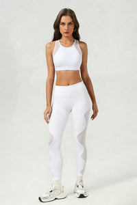 Women's Mesh-Paneled Set:Bra And High Waist Leggings