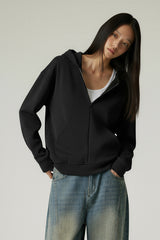 Women Hooded Semi-Zip Thermal Self-Heating Comfortable Casual Sweatshirt