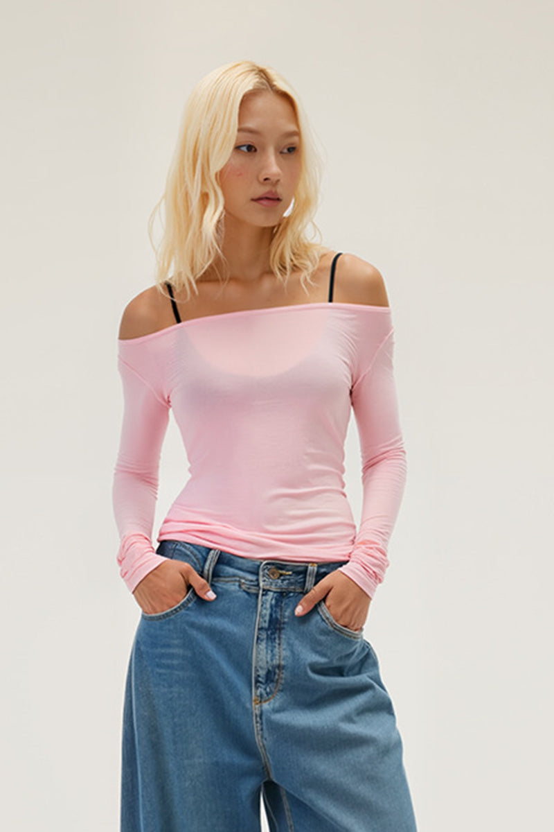 Women Tencel? Wool Boat Neck Slim Fit Long Sleeve T-Shirt
