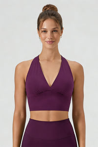 Women's DeepV-Neck Halter Racerback Sports Bra