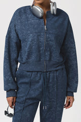 Women Printed Stand Collar Short Outdoor Running Jacket