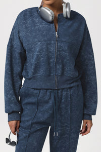 Women Printed Stand Collar Short Outdoor Running Jacket