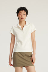 Women Slim Fit Polo Shirt - American Style Waist-Cinching Sport Top