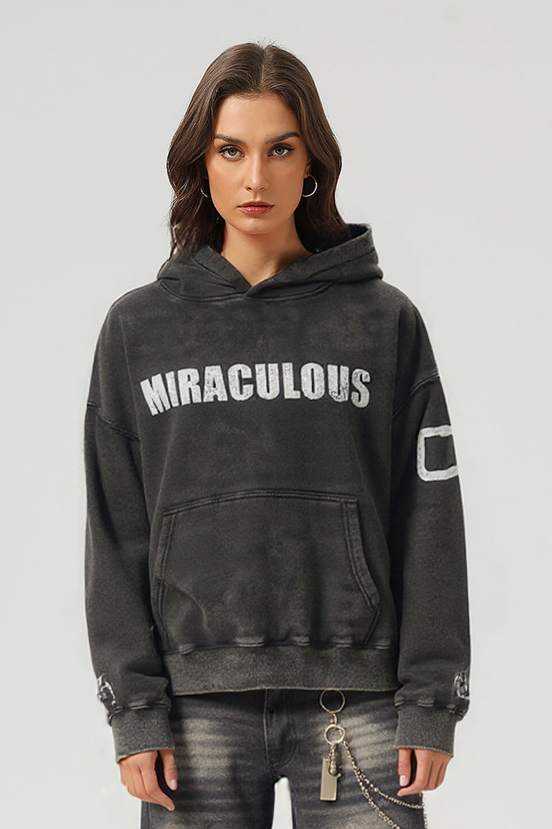 Unisex Boxy Heavyweight Washed Print Hoodie