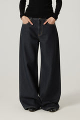 Women Retro Wide-Leg Classic Denim Pants
