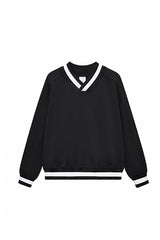 Unisex V-Neck Contrast Trim Cotton Sweatshirt