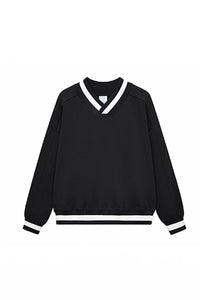 Unisex V-Neck Contrast Trim Cotton Sweatshirt