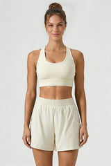Women's Athletic Sets:U-neck Bra&Shorts With Built-In Liner