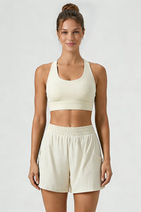 Women's Athletic Sets:U-neck Bra&Shorts With Built-In Liner