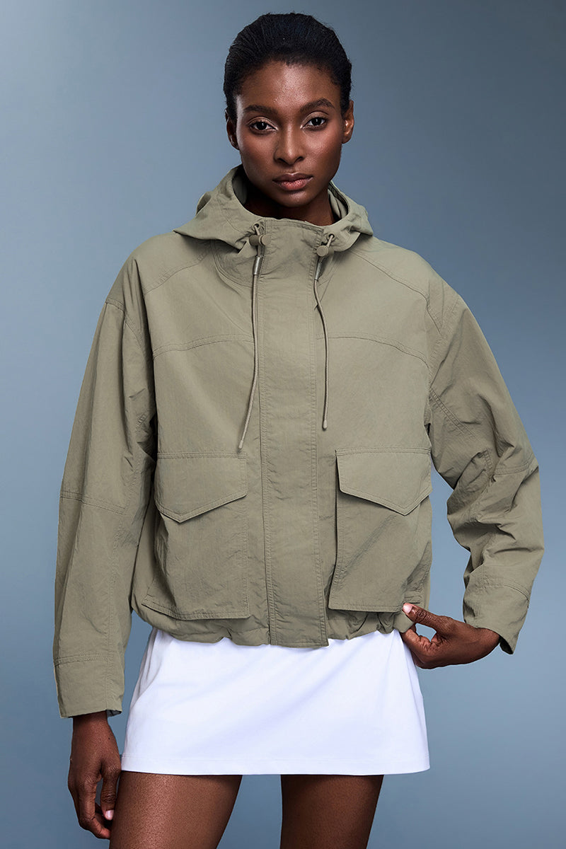 Women Waterproof Hooded Casual Windbreaker Jacket