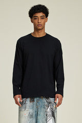 Men Solid Cotton Long Sleeve Tee