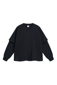 Men/Women Casual Loose Fit Long Sleeve Layered T-Shirt